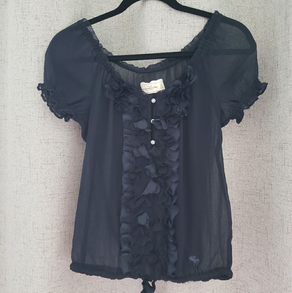 Abercrombie Navy Flowy Top - Picture 2 of 2